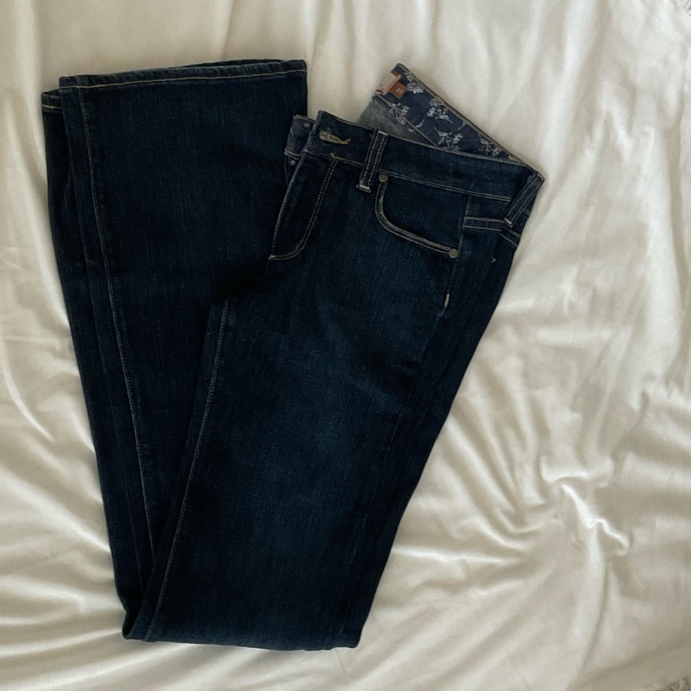 PAIGE Dark Indigo Straight Leg Jeans